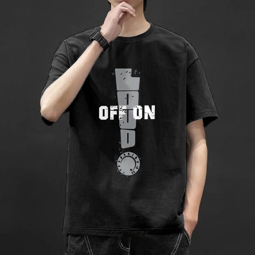 Camiseta De Manga Corta Con Cuello Redondo Para Hombre Con E