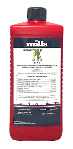 Nutrientes Fertilizantes Orgánico Mineral Pk 1 Litro Millsn