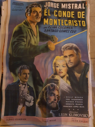 1 Antiguo Afiche De Cine El Conde De Montecrito 504