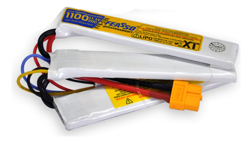 Bateria Lipo Feasso 11.1v 20c 1100 Mah 3 Pack Com Plug Xt60