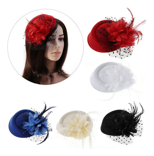 Fascinator Hats Headband Feminino Pena Flor Noivas Cabelo A