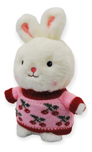 Conejo De Peluche Sueter Rojo Flores Suave Juguete De 25cm