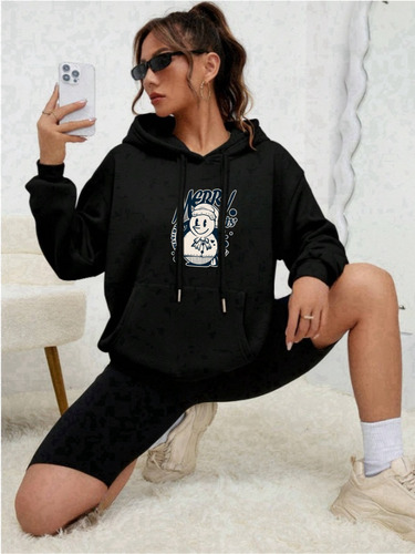 Sudadera Hoodie Mujer Con Capucha Estampada Creative Snowman