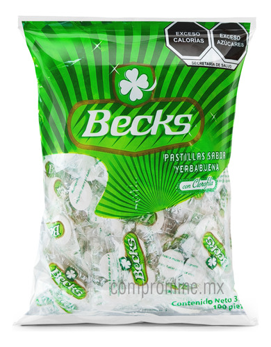 Becks Pastillas De Yerbabuena Menta Dulce 100 Pzs Clorofila
