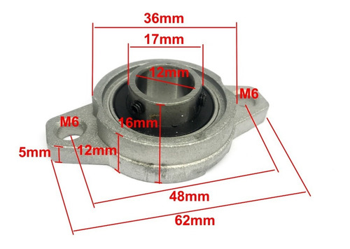 Imagem 2 de 2 de 6 Peças Mancal Com Rolamento Eixo 12mm Kfl001