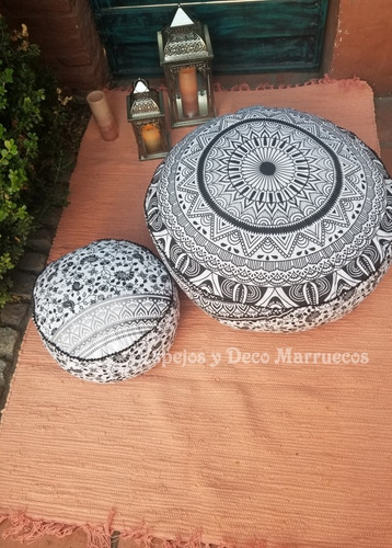Imagen 6 de 10 de Puff Almohadon Zafu Hindú Grande 83 X 25 Cm Con Pompones