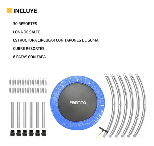 Imagen 8 de 10 de Mini Trampolin Saltarin 1 Mts Cama Elastica Gimnasia Deporte