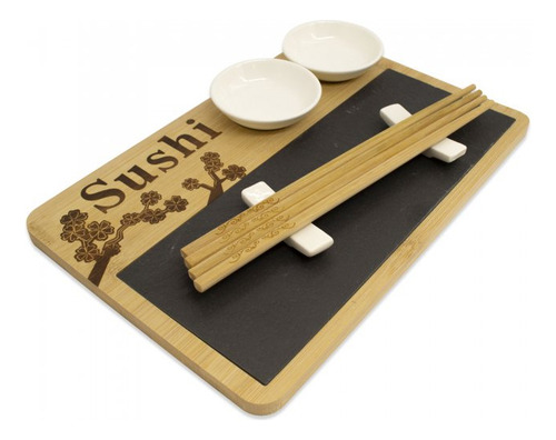 Set De Sushi Akashi Bamboo Y Cerámica Con Palitos