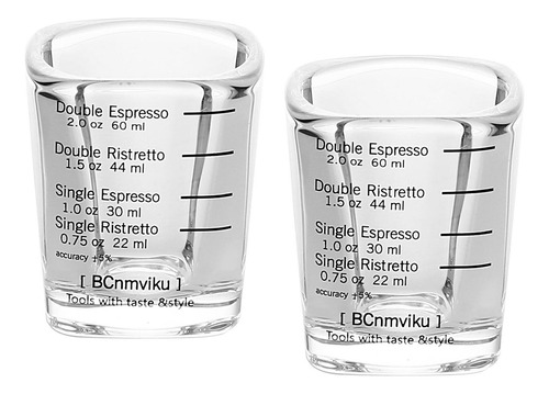 Taza Medidora De Vidrio, 2 Unidades, Para Café Espresso De 2