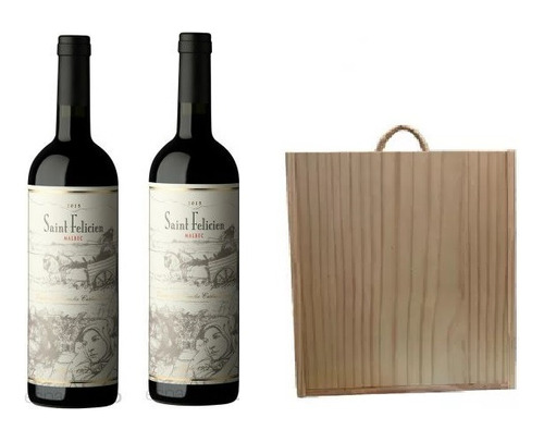 Estuche Madera Saint Felicien Malbec 750ml X2- Ayres Cuyanos