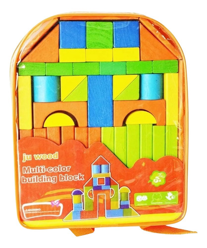 Mochila Bloques Legos De Madera Didáctico Montessori