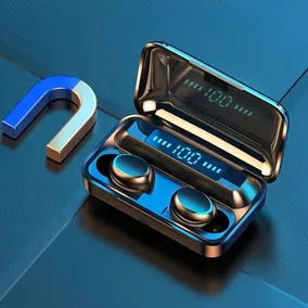 Auriculares in-ear inalámbricos F9 negro con luz LED