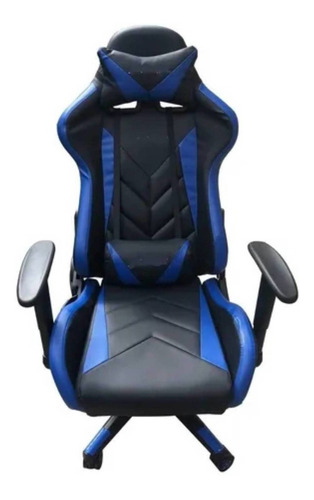 Silla de escritorio Levys Bazar gamer reforzado PC oficina Playstation Xbox gaming ergonómica  negra y azul