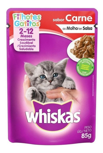 Imagen 2 de 2 de Alimento Whiskas Gatito de temprana edad sabor carne en sobre de 85 g