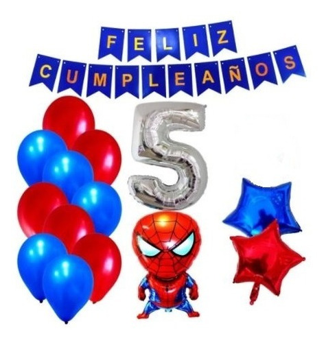 Combo Kit Deco Fiesta Cumpleaños Globos Hombre Araña