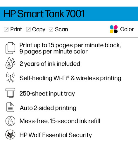 Impresora Hp Smart -tank 7001 Inalámbrica Todo En Uno 28b49a