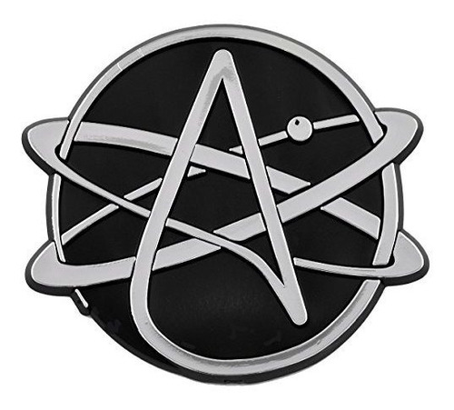 Emblema Automático Atheist Atom Chrome Redondo - 3.5 X