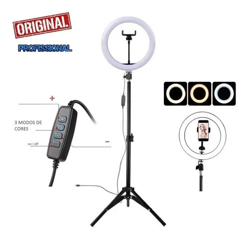 Ring Light Led Iluminador 30cm Completo 2,1m Tripé 210cm