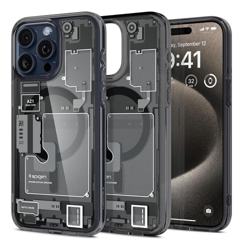 Estuche Diseño Destapado Compatible Magsafe Protección De Grado Militar Spigen Ultra Hybrid Zero One Apple iPhone 15 Pro Max - Negro