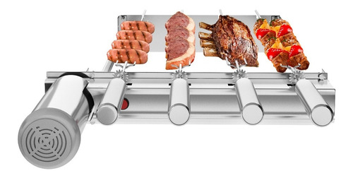 Churrasqueira Inox Gira Grill Baixo 4 Espetos Bivolt