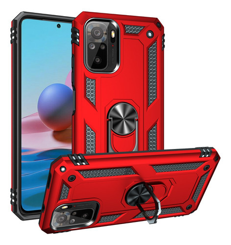 Funda Para Poco M5s Shockproof + Cristal 9d Color Rojo