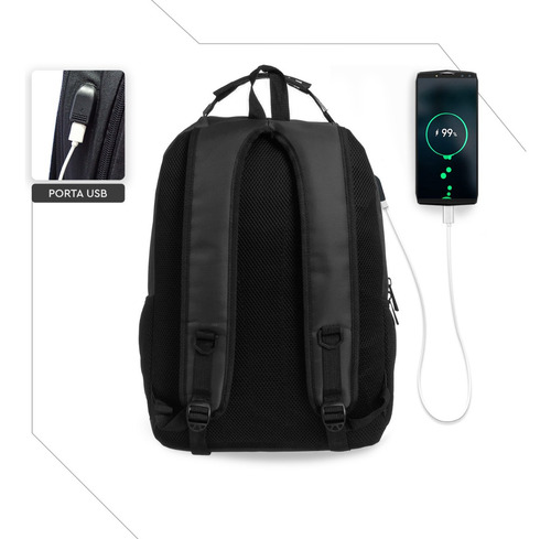 Imagen 4 de 10 de Mochila Notebook Usb Impermeable Reforzada Compartimientos