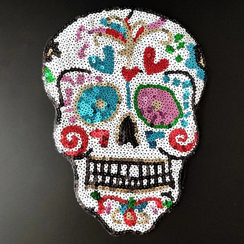 Parche Grande De Calavera Planchar Sobre Ropa Lentejuela 