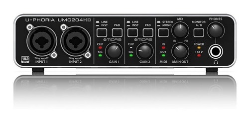 Interfaz de audio Behringer U-Phoria UMC204HD 110V/220V negra