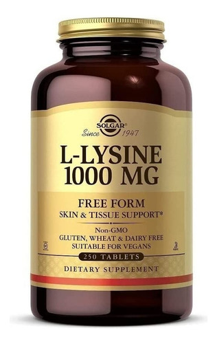 L Lisina 1000 Mg, Solgar Piel Y Labios 250 Tabletas