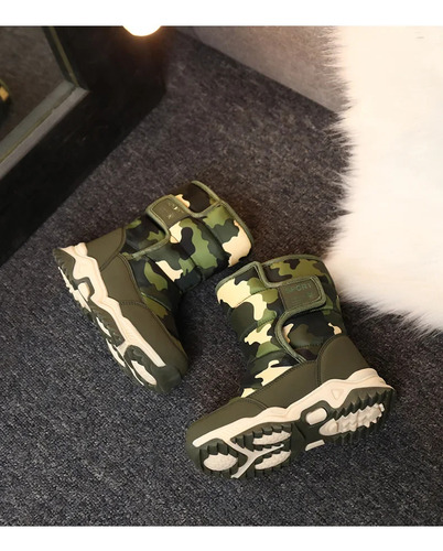 Botas De Nieve De Camuflaje Impermeables Cálidas Para Invier