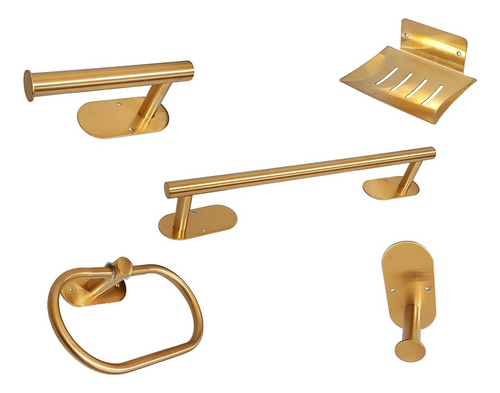 Griferia Kit Accesorio Baño Dorado 5pz London 9343 Mozart