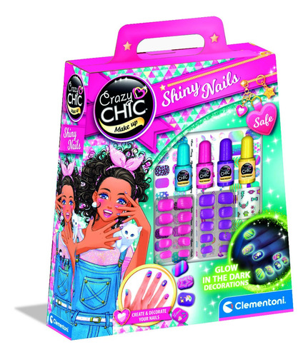 Maquillaje Infantil Set Uñas Brilla Crazy Chic Clementoni