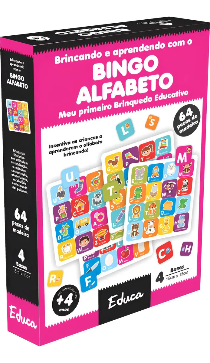 Bingo Alfabeto Educativo de Madeira de Animais para Crianças
