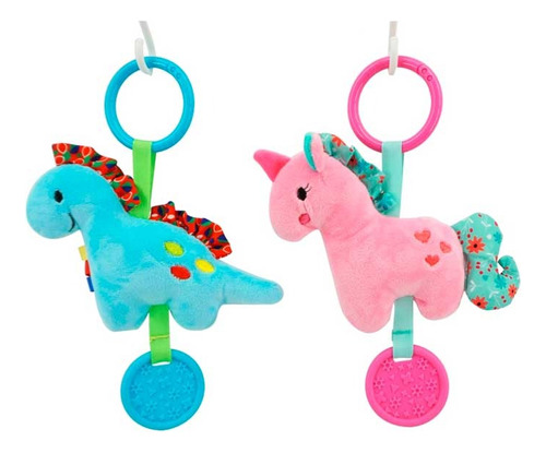 Sonajero Dino Y Unicornio Peluche - Colgante - Bebes