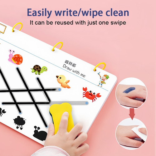 M Caderno Infantil Com Caneta E Borracha Apagáveis