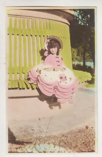 Uruguay Antigua Fotografia Colorida Niña Con Vestido Vintage