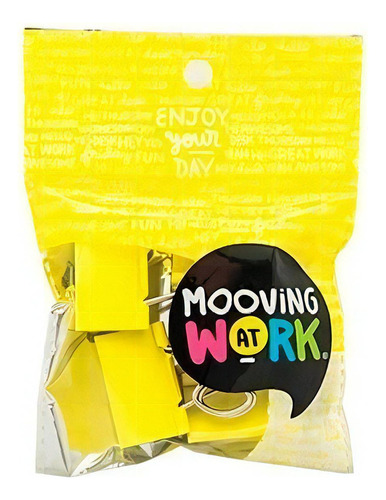 Broches Aprieta Papel Clips 32mm X4u Flúo Mooving At Work Color Amarillo