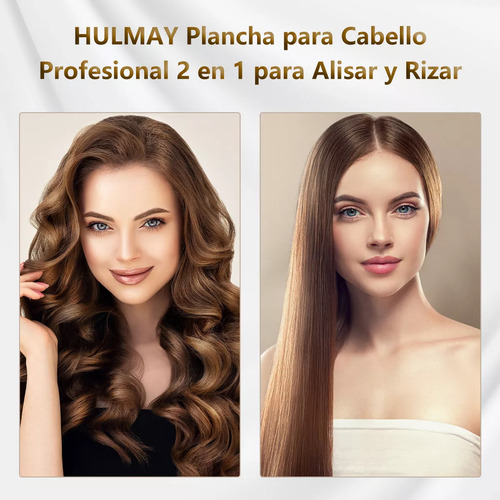 Plancha De Cabello Hulmay Temperatura Regulable 5 Modos 2en1 Color Negro 127V