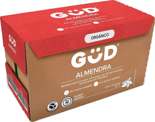 Bebida De Almendra Orgánica C/a Gud 12 Pack De 1 Litro