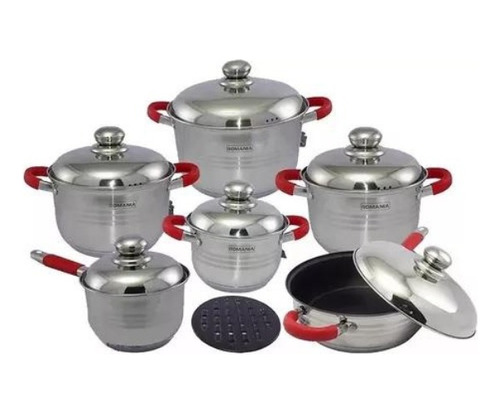 Bateria Cocina Ollas Sarten Romania Acero Triple Fondo 12pz