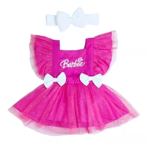 Body Fantasia Barbie Luxo Roupa Infantil Barbie Menina Rosa