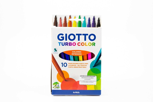 Marcador Fibra Giotto Turbocolor X 10 Colores Surtidos Largo