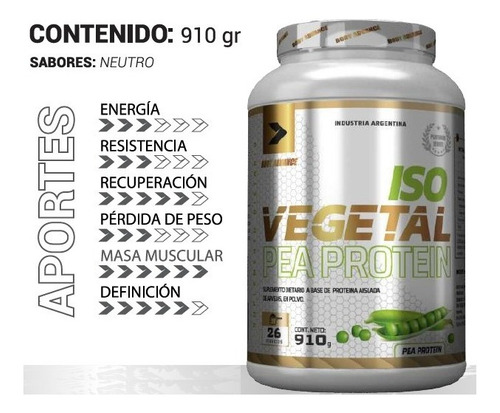 Imagen 2 de 7 de Proteína Vegana Aislada De Arveja Body Advance. Plant-based
