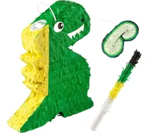 Comprar Piñata De T Rex Verde Para Cumpleaños Con Vendaje Y Mazo, 1