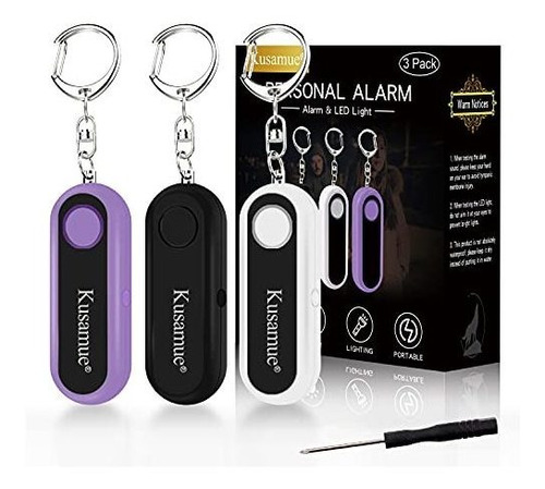 Alarma Personal 3 Pack Con Luz Led 130db Sound Sound Em...