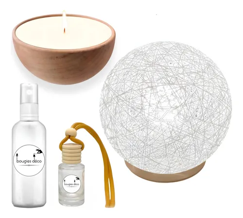 comprar Vela Aromática Cuenco Madera +velador+difusor+splash Kit 3