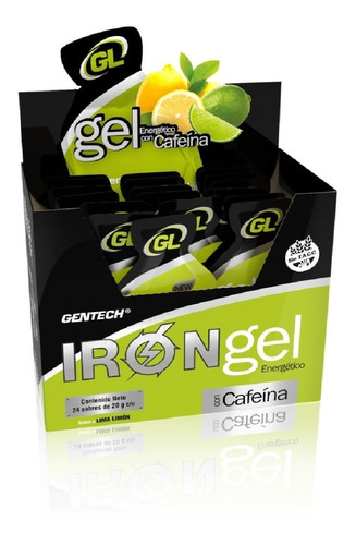 Iron Gel Gentech 24 Unid Energetico Cafeina Ginseng 20gr C/u