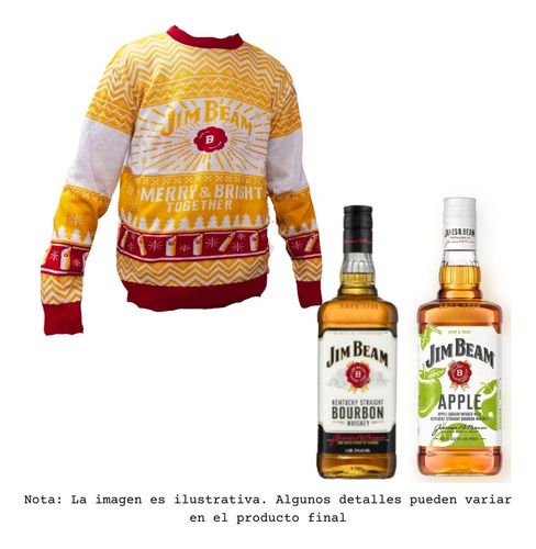 Whisky Jim Beam White + Apple 700 Ml Incluye Ugly Sweater