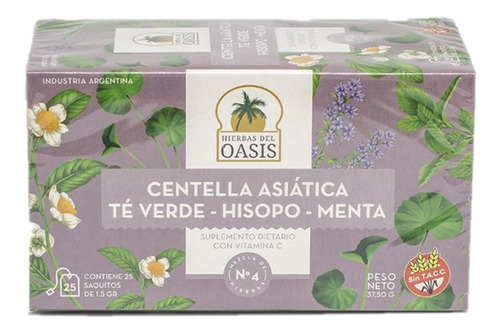 Imagen 2 de 3 de Té Hierbas Del Oasis Mezcla N4 Anticelulitis Pack X 3 Cajas