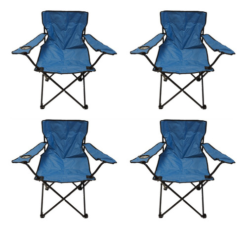 Resel Pack De 4 Sillas Plegables Tipo Camping Para Exterior Color Azul